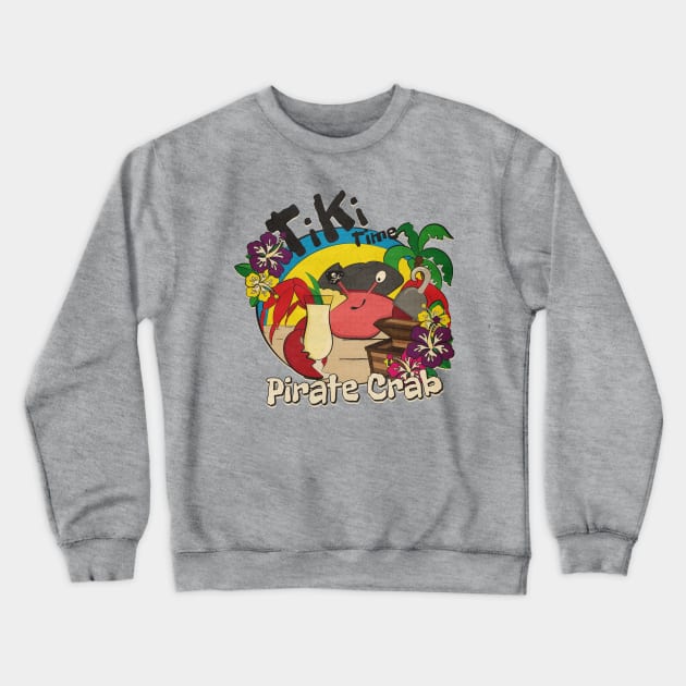 Tiki Time Pirate Crab w/ Pina Colada Crewneck Sweatshirt by ArtsofAll